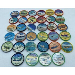 34 Vintage Jello Hostess Coins Aircraft Coin Chips Premiums Picture Wheels